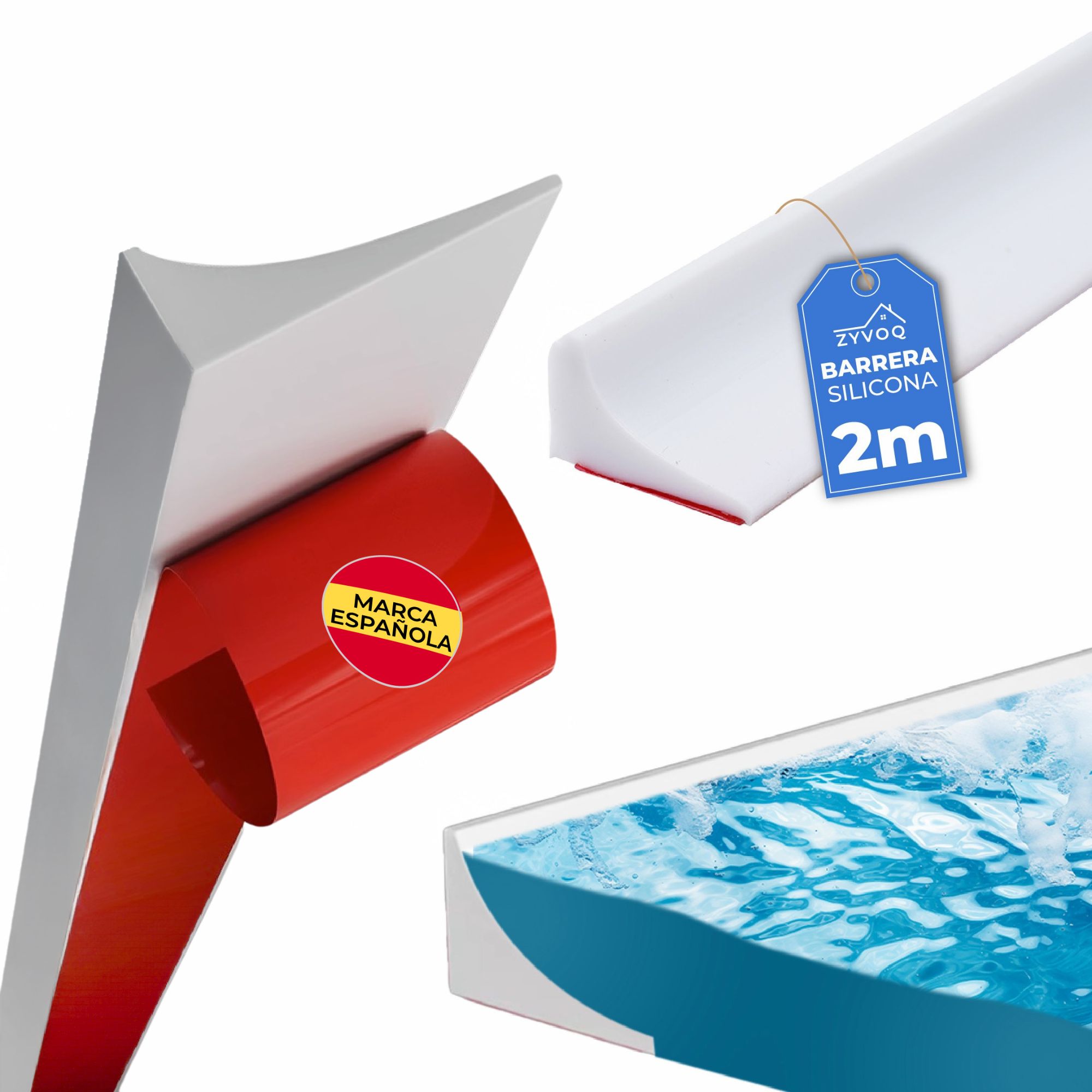 Barrera de agua ducha 30x15mm Blanco 2 Metros